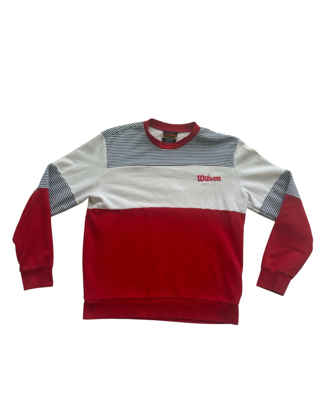 Wilson Red, White & Navy Striped Crewneck Sweater - Men